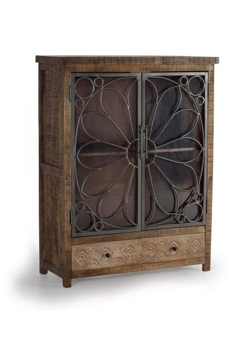 GINER Y COLOMER Vitrine en bois de manguier marron vieilli